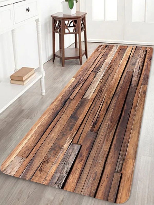 Retro Wooden Plank Printing Floor Mat