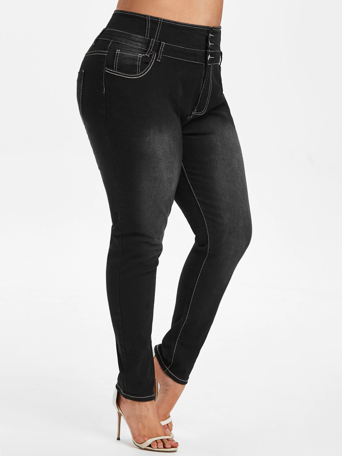 High Waisted Pockets Plus Size Skinny Jeans