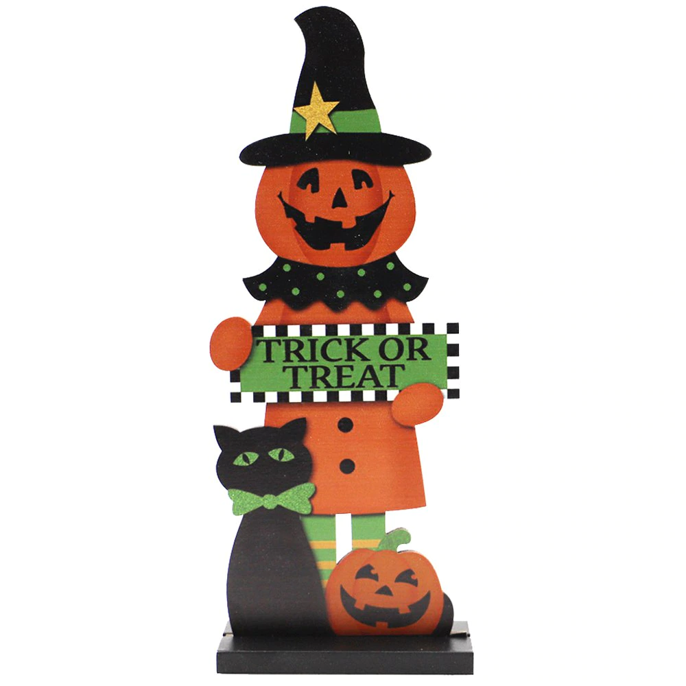 JM02005 Wooden Halloween Pumpkin People Home Decoration Decorati