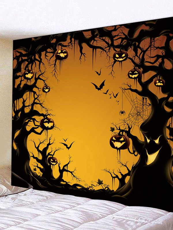 Halloween Pumpkin Tree Printed Wall Tapestry