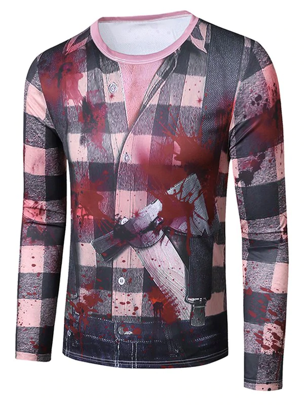 EHalloween Blood Faux Suit Pattern Slim Fit Tee