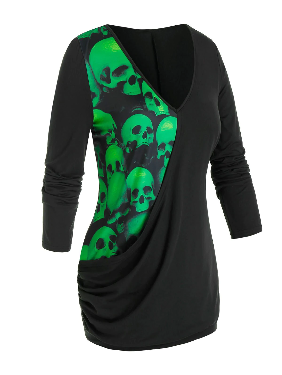 Plus Size Halloween Skull Print T Shirt