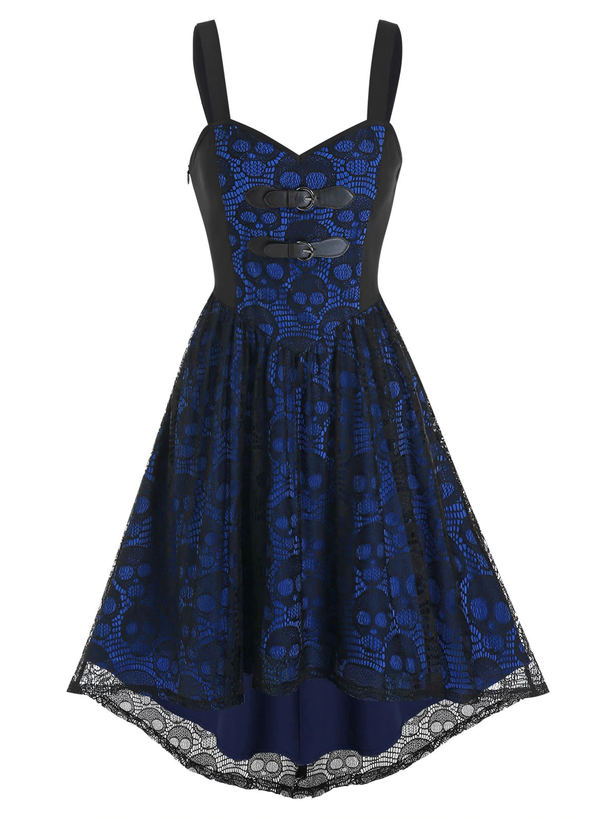 High Low Skull Lace Cami Gothic Dress