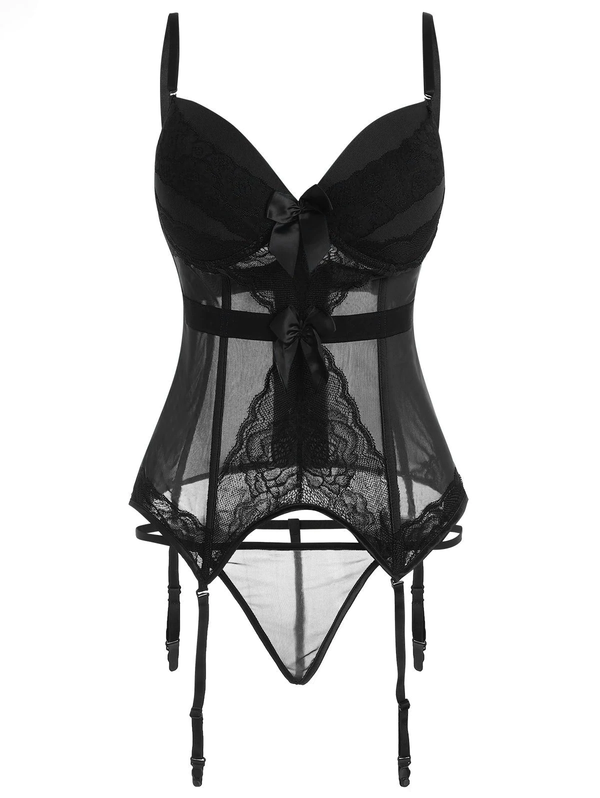 Plus Size Garter Slip Corset Lingerie Set