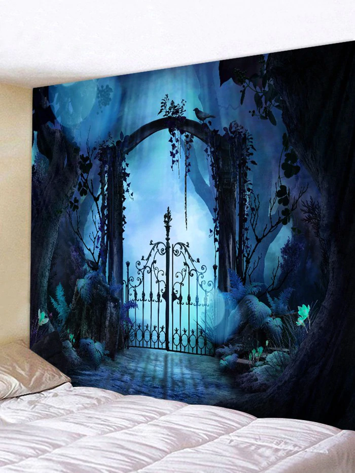 Halloween Gate Tree Pattern Wall Tapestry