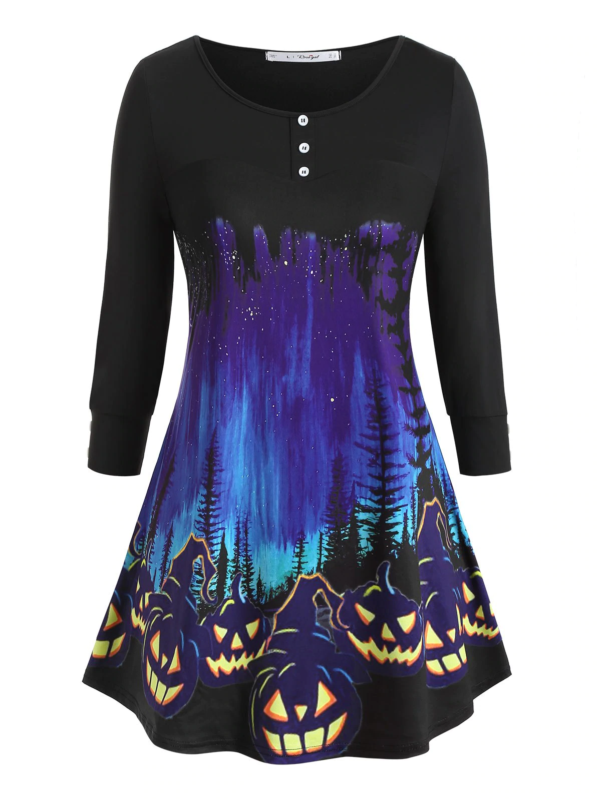 Plus Size Halloween Pumpkin Print T Shirt