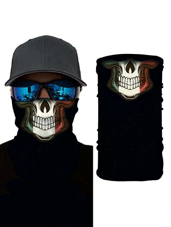 Halloween Skull Print Riding Face Mask Neck Gaiter