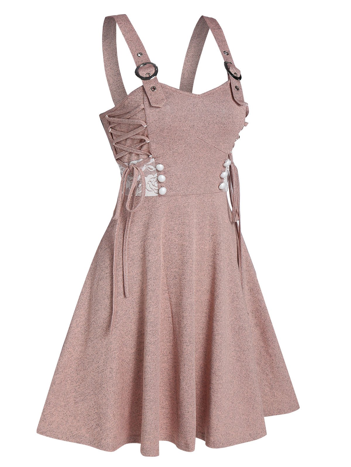 Sleeveless Lace Insert Lace-up Flare Dress