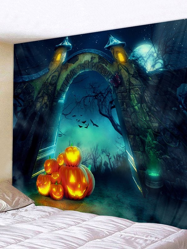 Halloween Pumpkin Arch Printed Wall Tapestry