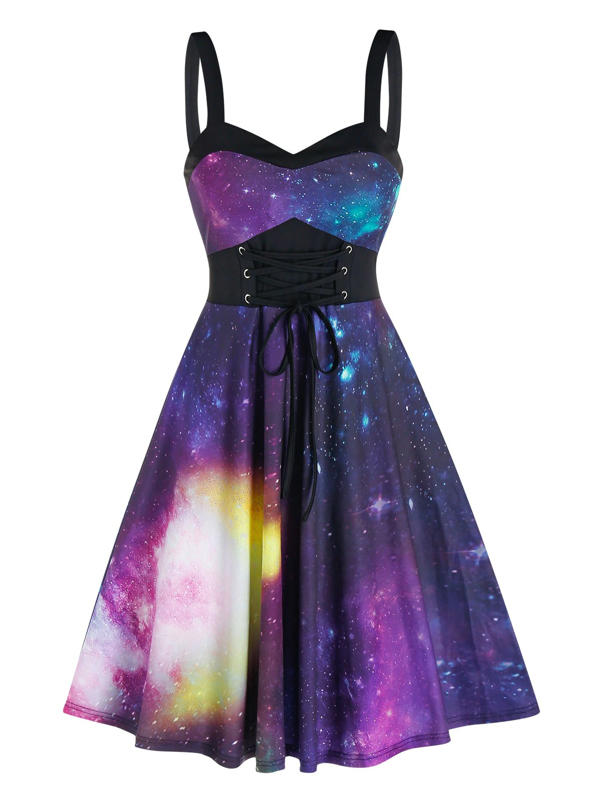 Empire Waist Starry Print Cami A Line Dress