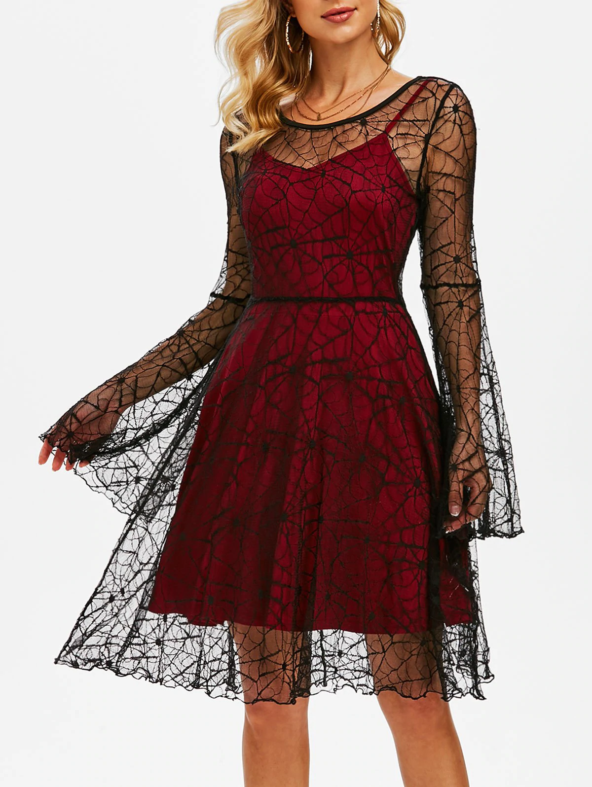 Halloween Spider Web Lace Dress and Plain Cami Dress