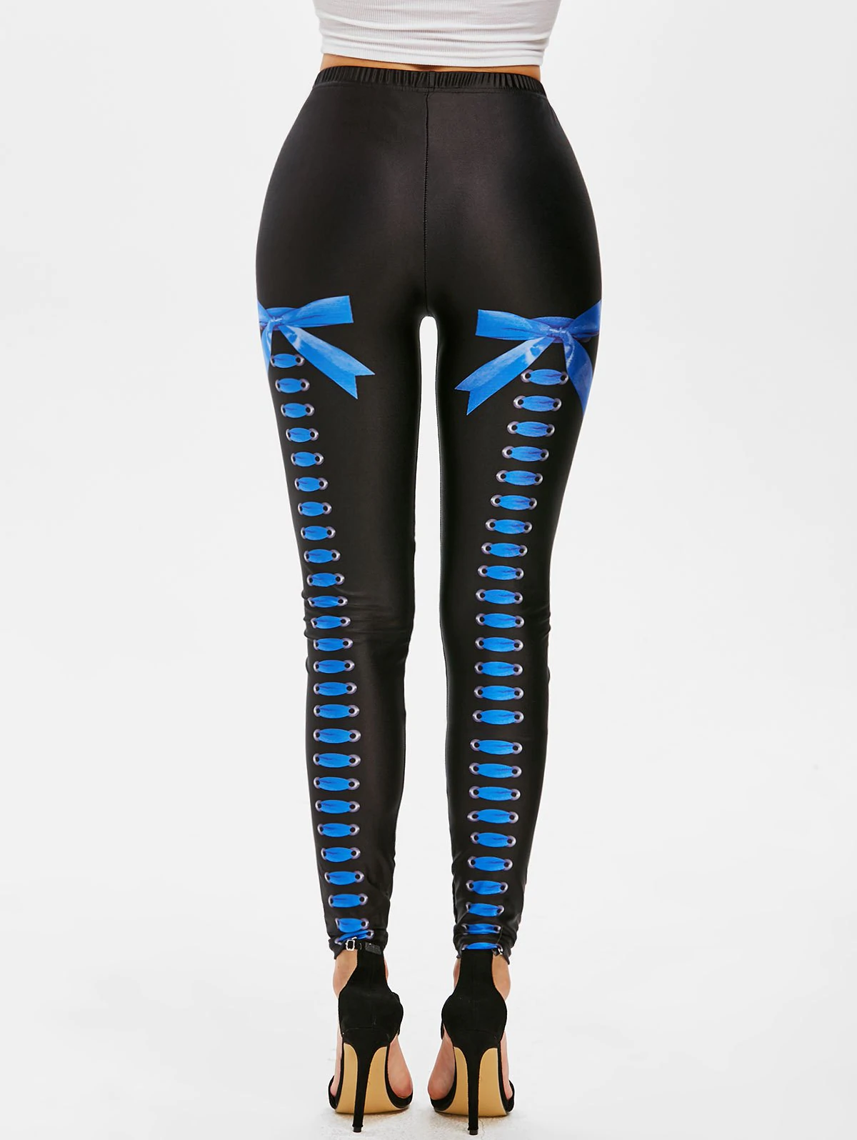 Bowknot Lace-up Pattern High Waisted Leggings