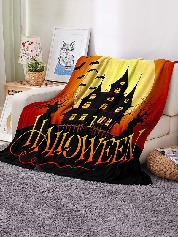 Halloween Moon Night Castle Pattern Soft Flannel Blanket