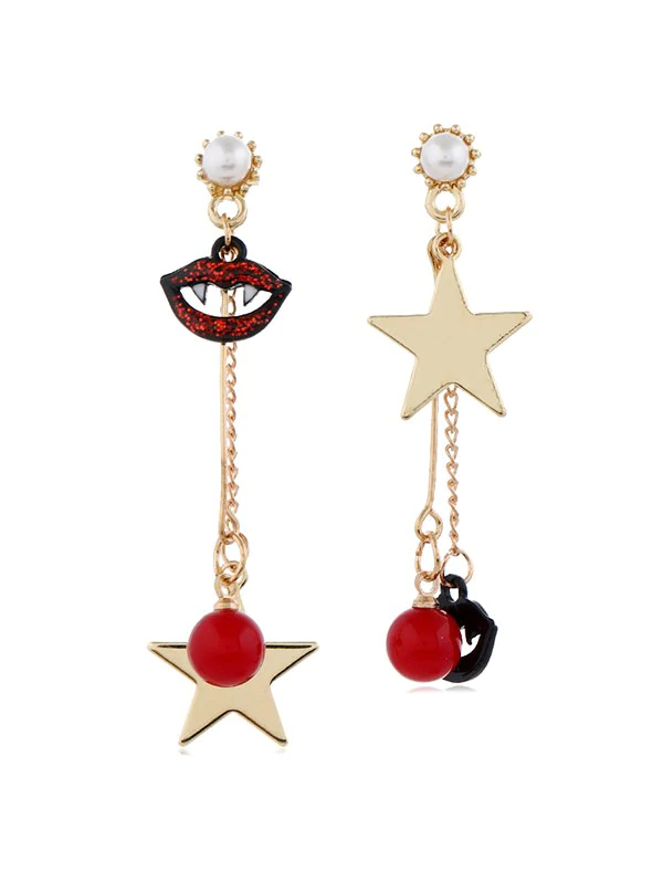 Halloween Ball Stars Shape Asymmetrical Drop Earrings