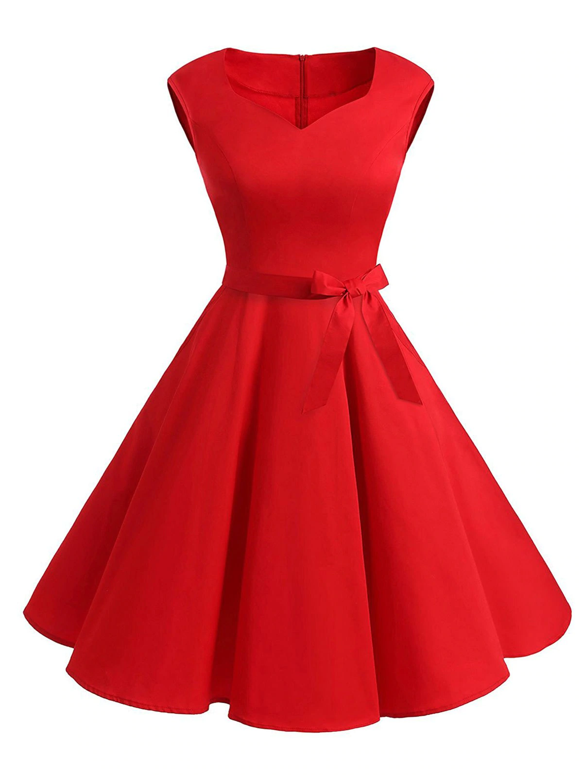 Belted Sweetheart Sleeveless Dress