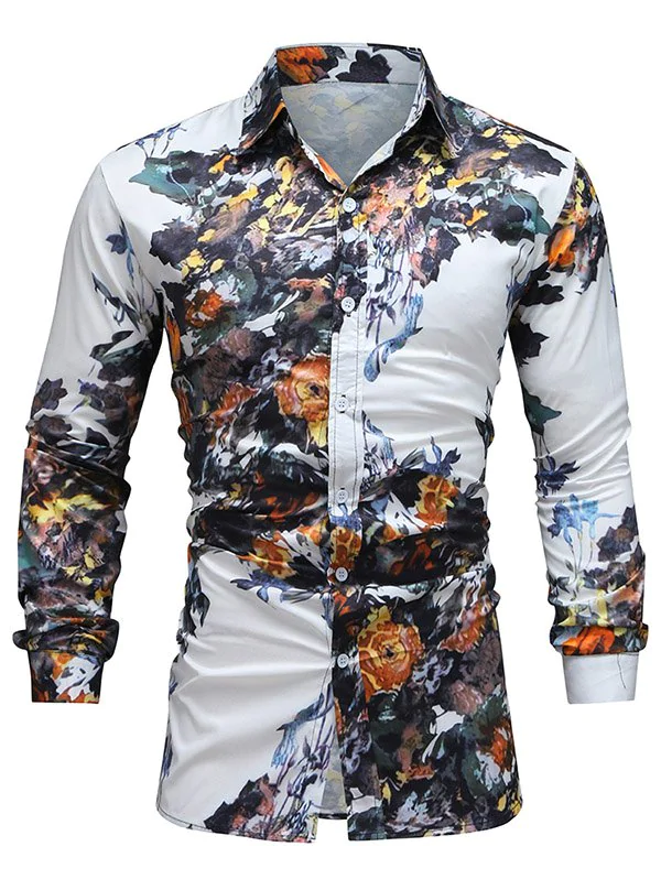 Floral Wash Paint Pattern Button Up Vintage Shirt