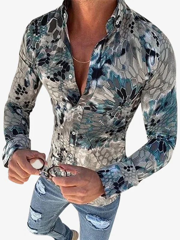 Snake Print Button Down Casual Shirt