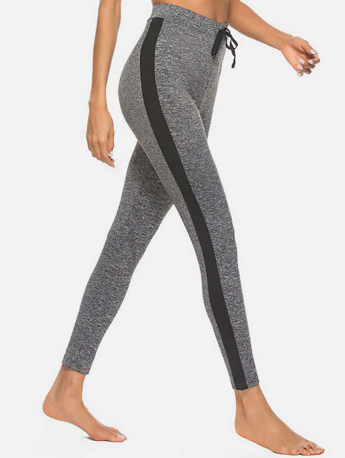 Space Dye Tied High Waisted Contrast Leggings