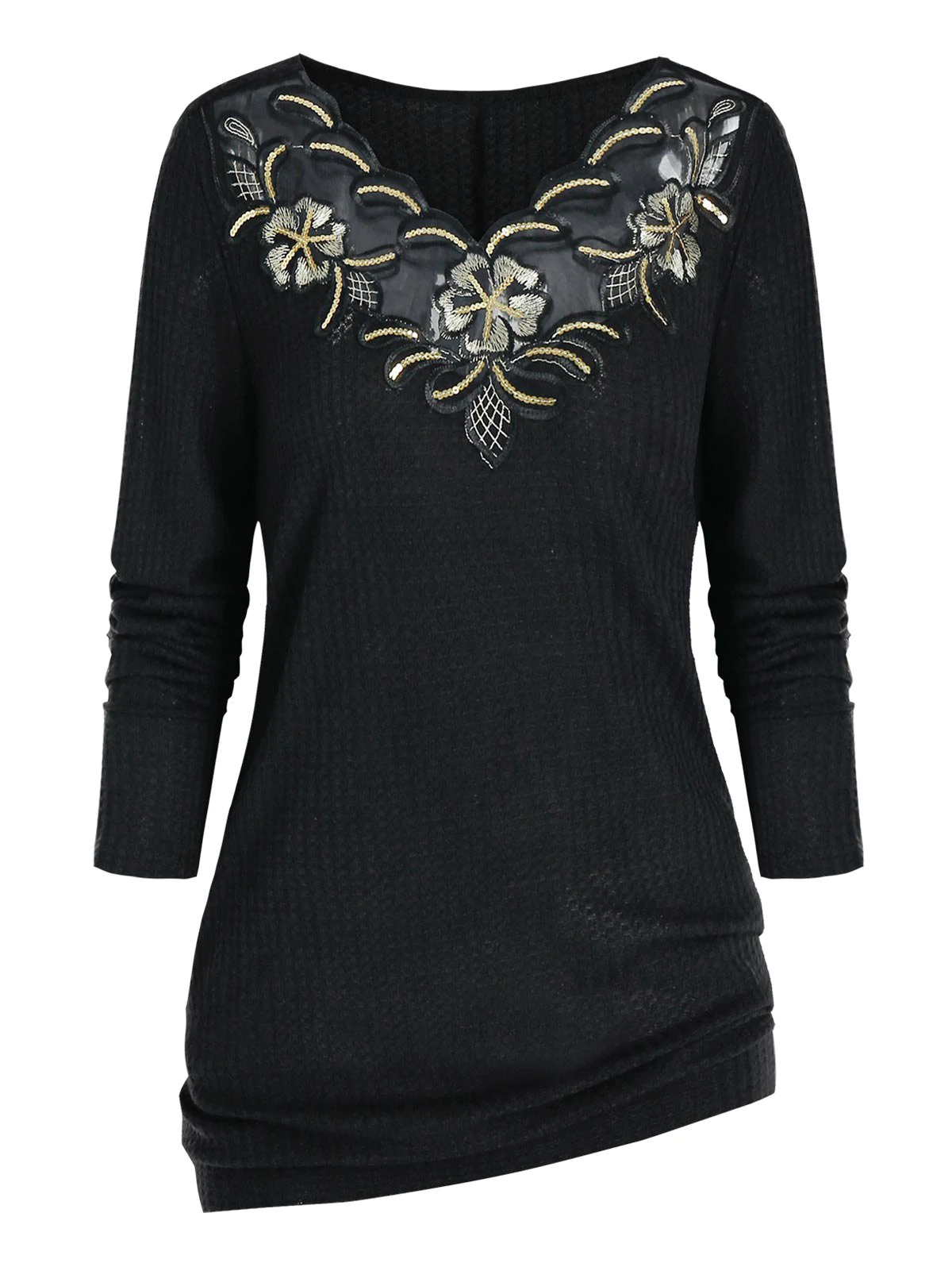 Plus Size Sequin Embroidered Knitwear