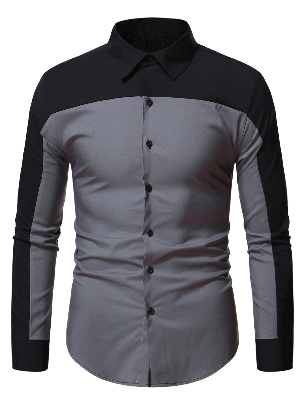 Contrast Color Button Up Business Shirt