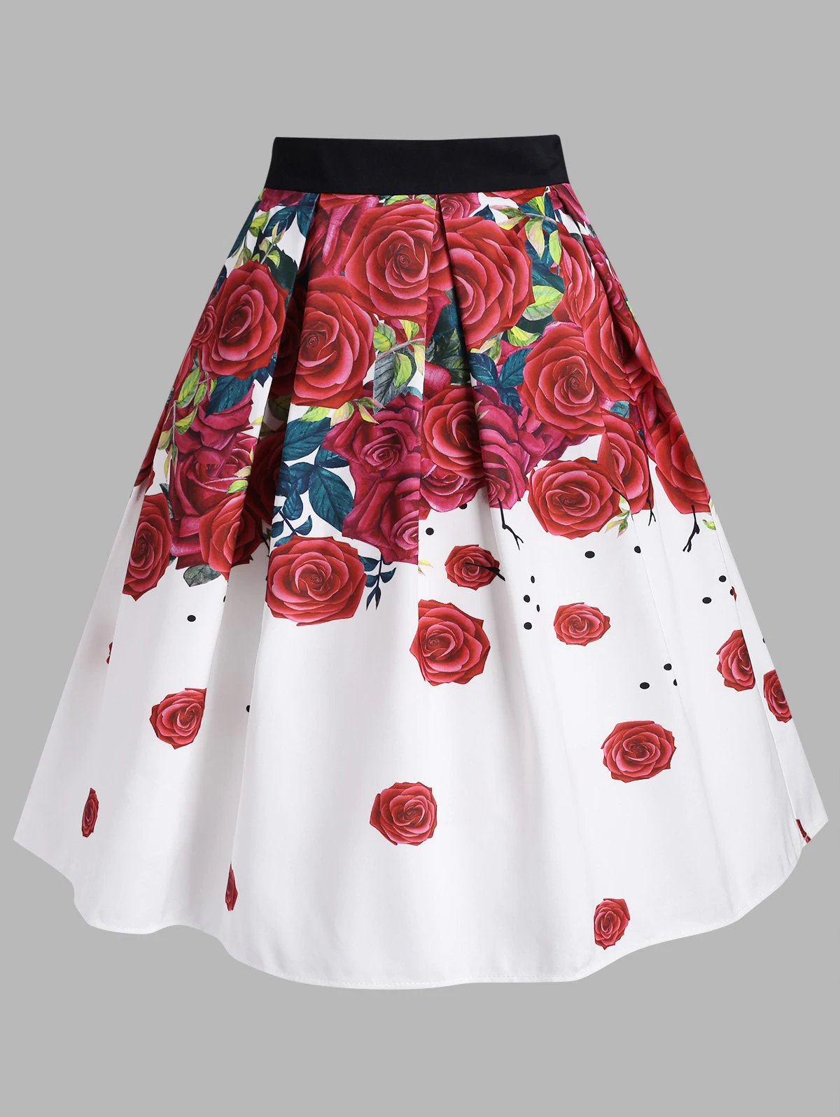 Flower Butterfly Print Midi Skirt