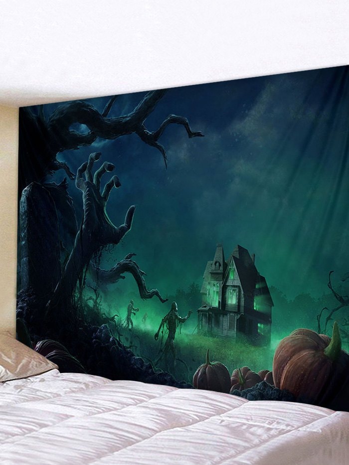 Halloween Night Tree Multifunction Waterproof Tapestry