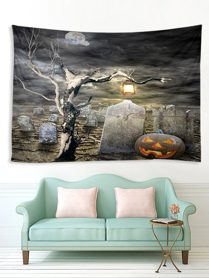 Halloween Grave Tree Printed Multifunction Tapestry