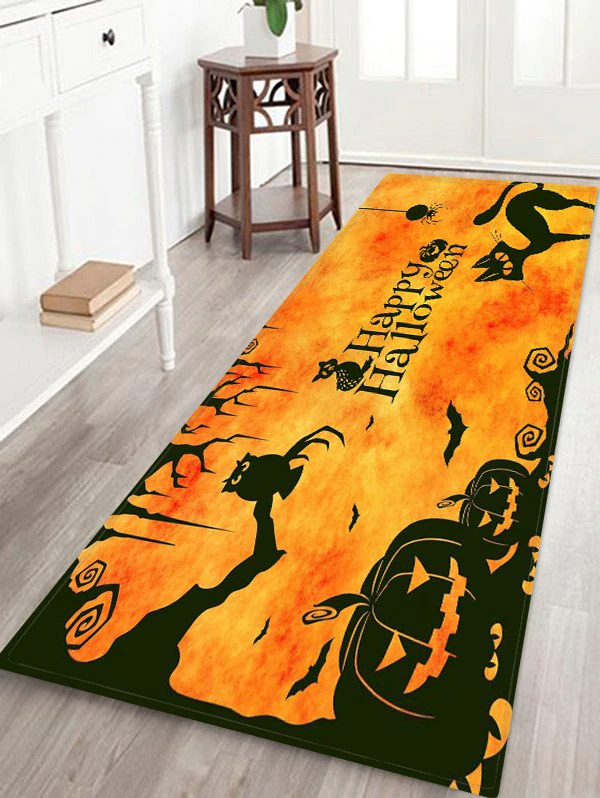 Halloween Pumpkin Cat Pattern Bath Mat