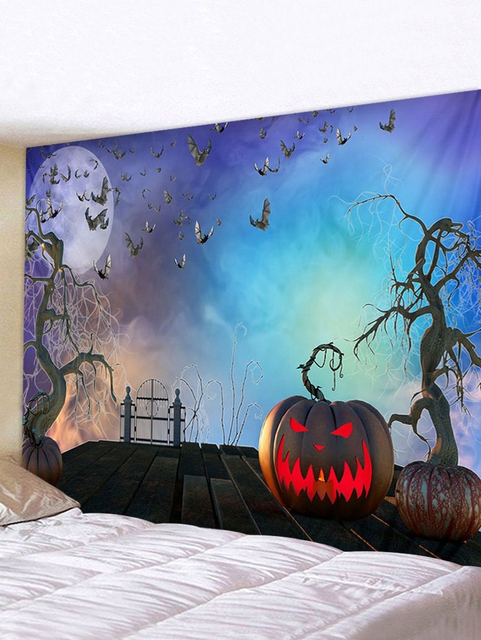 Halloween Night Pumpkin Pattern Waterproof Wall Tapestry