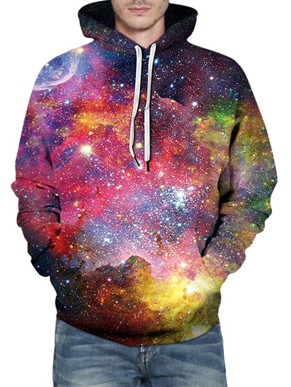 Galaxy Print Front Pocket Hoodie