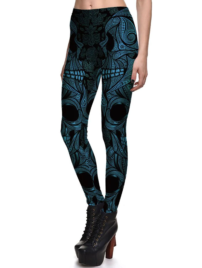 Halloween Skull Pattern High Waisted Leggings