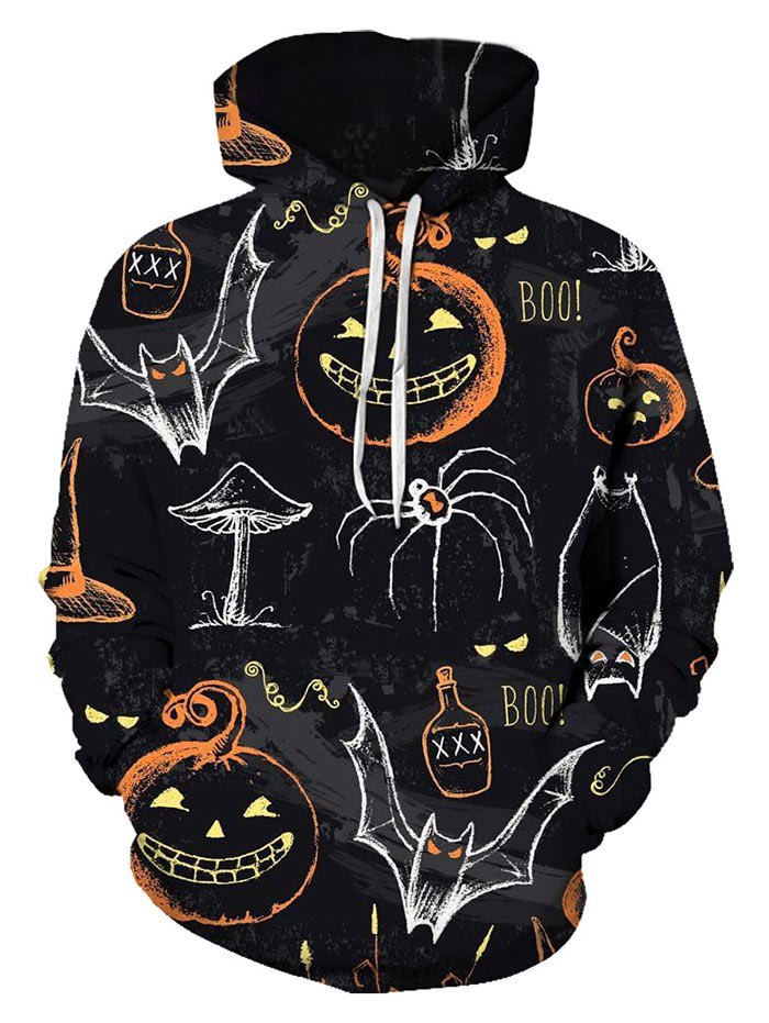 Halloween Graffiti Pumpkin Print Leisure Pullover Hoodie