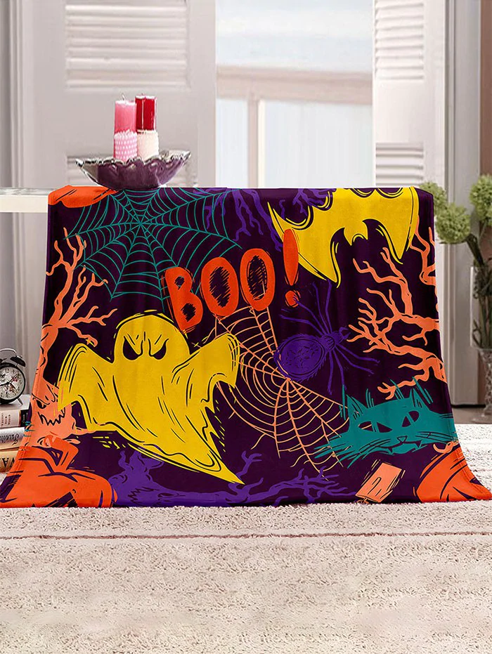 Halloween Ghost Spider Pattern Multifunction Blanket