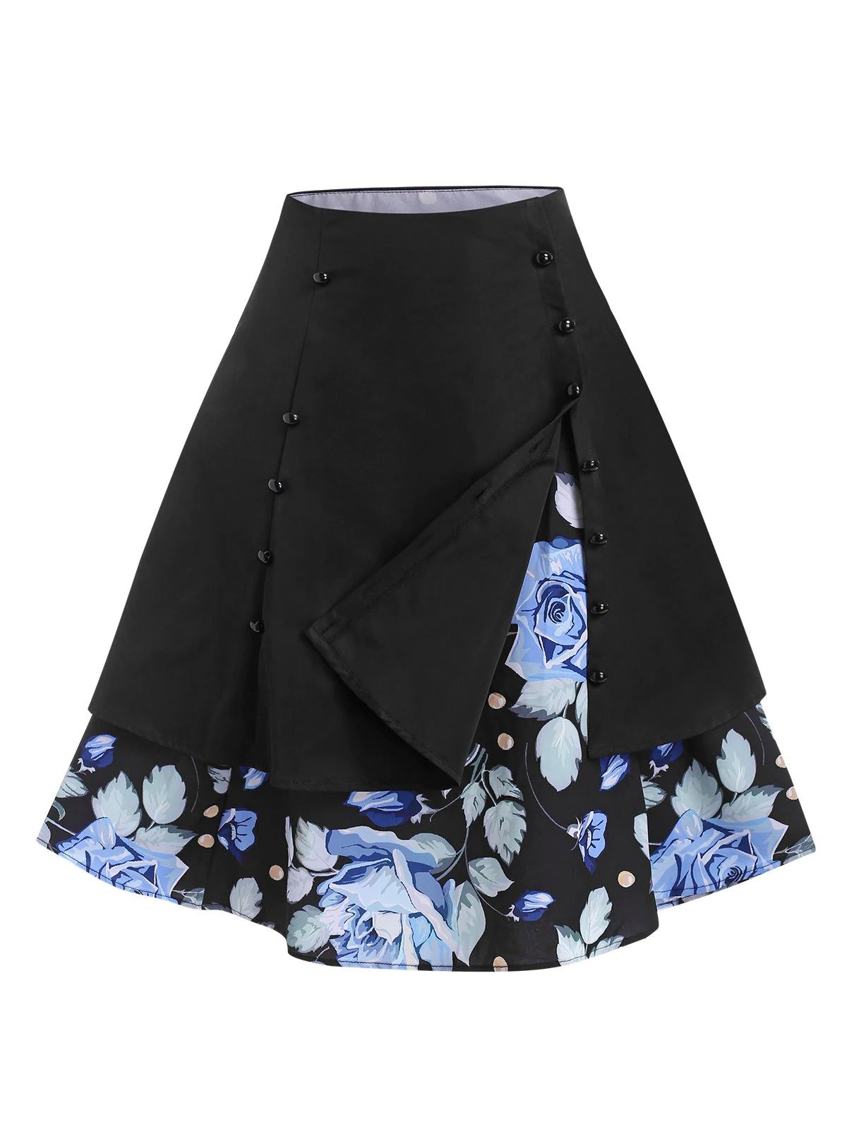 Layered Sailor Style Floral Vintage Skirt