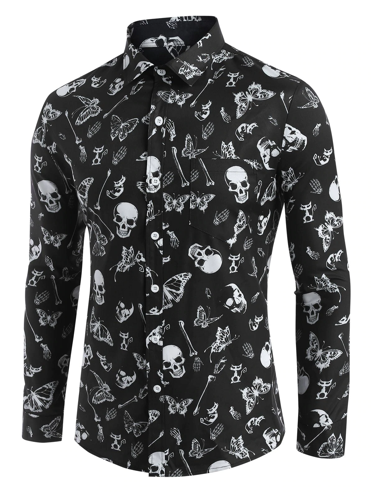 Halloween Skull Butterfly Pattern Shirt