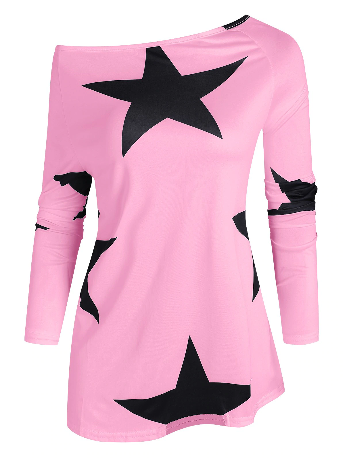 Skew Collar Star Print Top