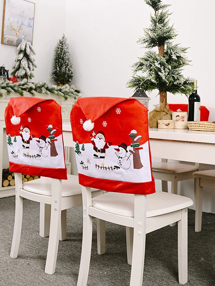 Christmas Santa Print Non-woven Chair Back Cover