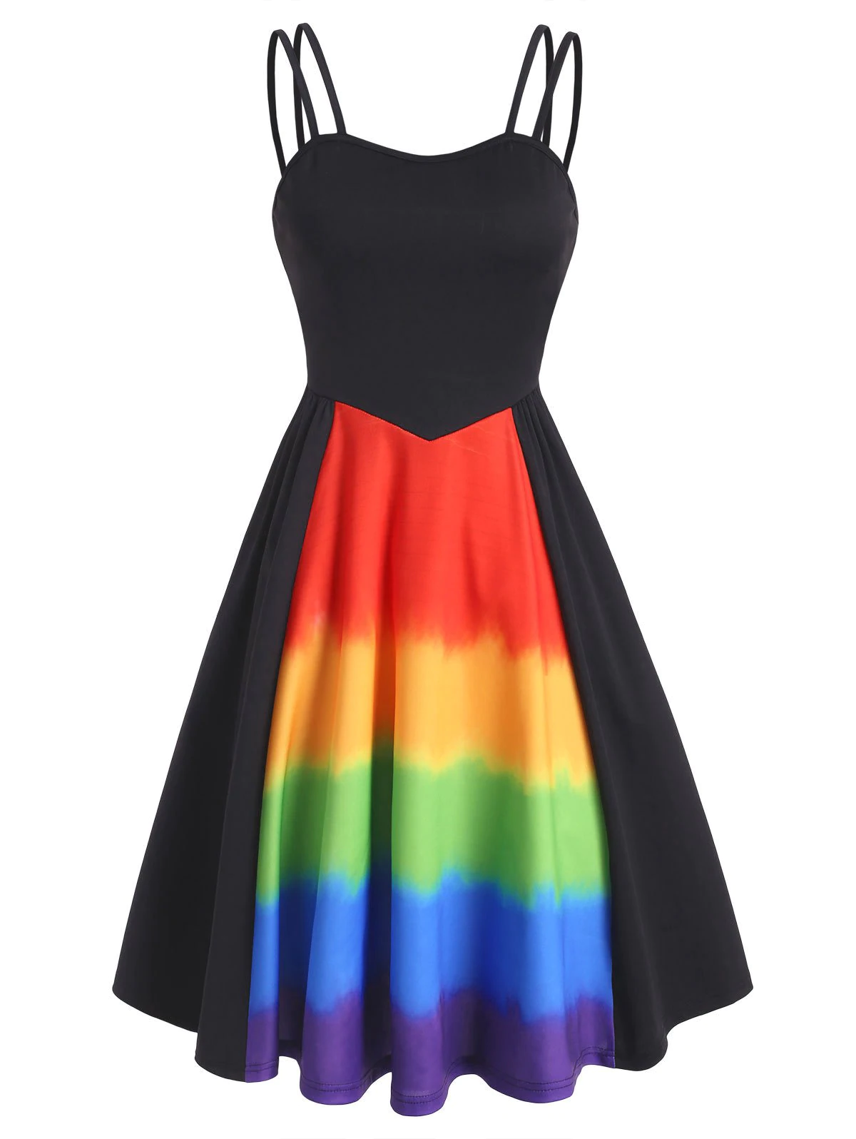 Dual Straps Rainbow A Line Dress