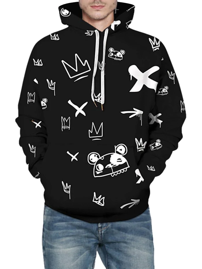 Graffiti Pattern Casual Front Pocket Hoodie