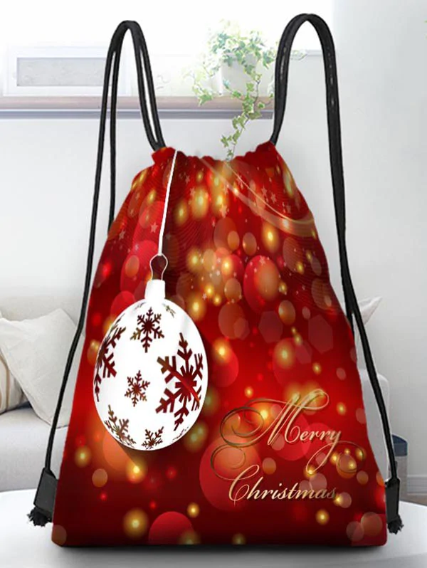 Christmas Ball Digital Print Cinched Bag