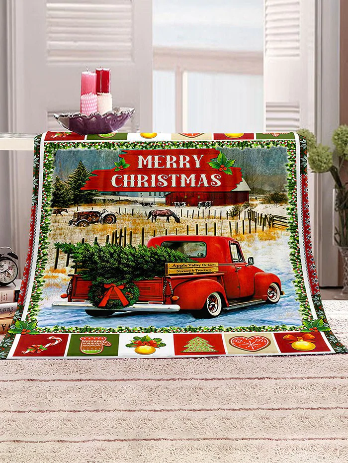 Christmas Car Printed Multi-function Blanket