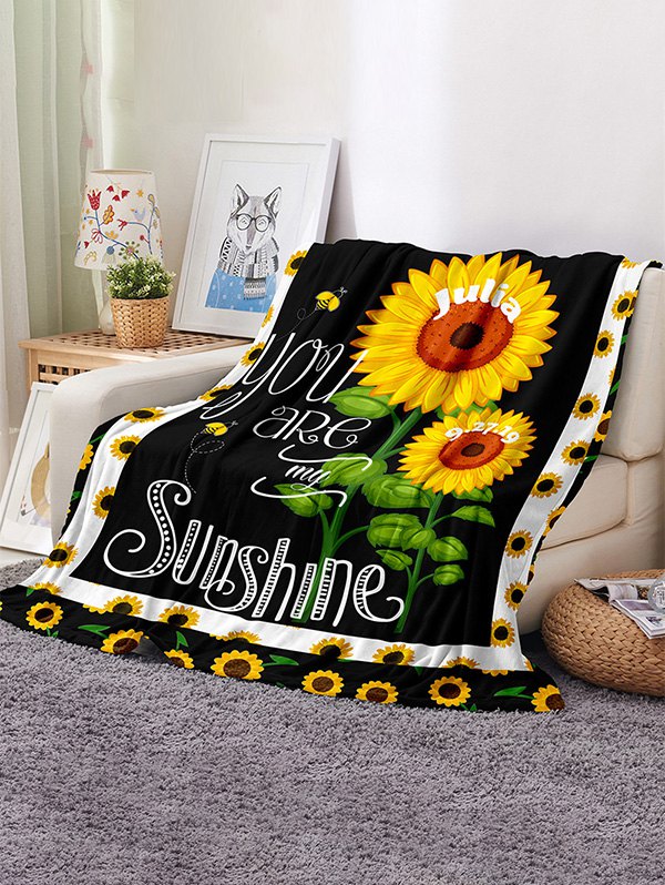 Sunflower Letter Printed Flannel Blanket