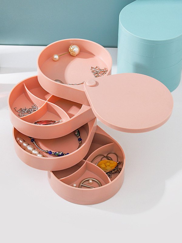 4 Layers Rotating Cylinder Earrings Jewelry Storage Box