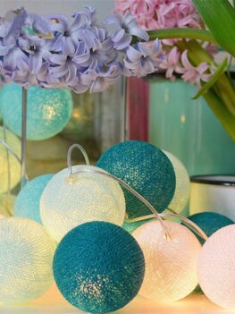 2M 20 LED Cotton Ball String Light for Wedding Garden Party Chri