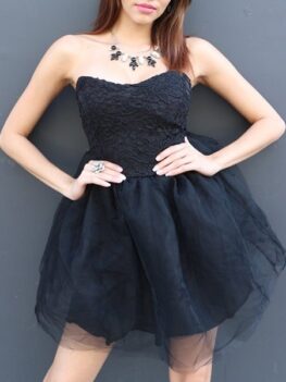 Sexy Strapless Sleeveless Solid Color Ball Gown Lace-Up Women's