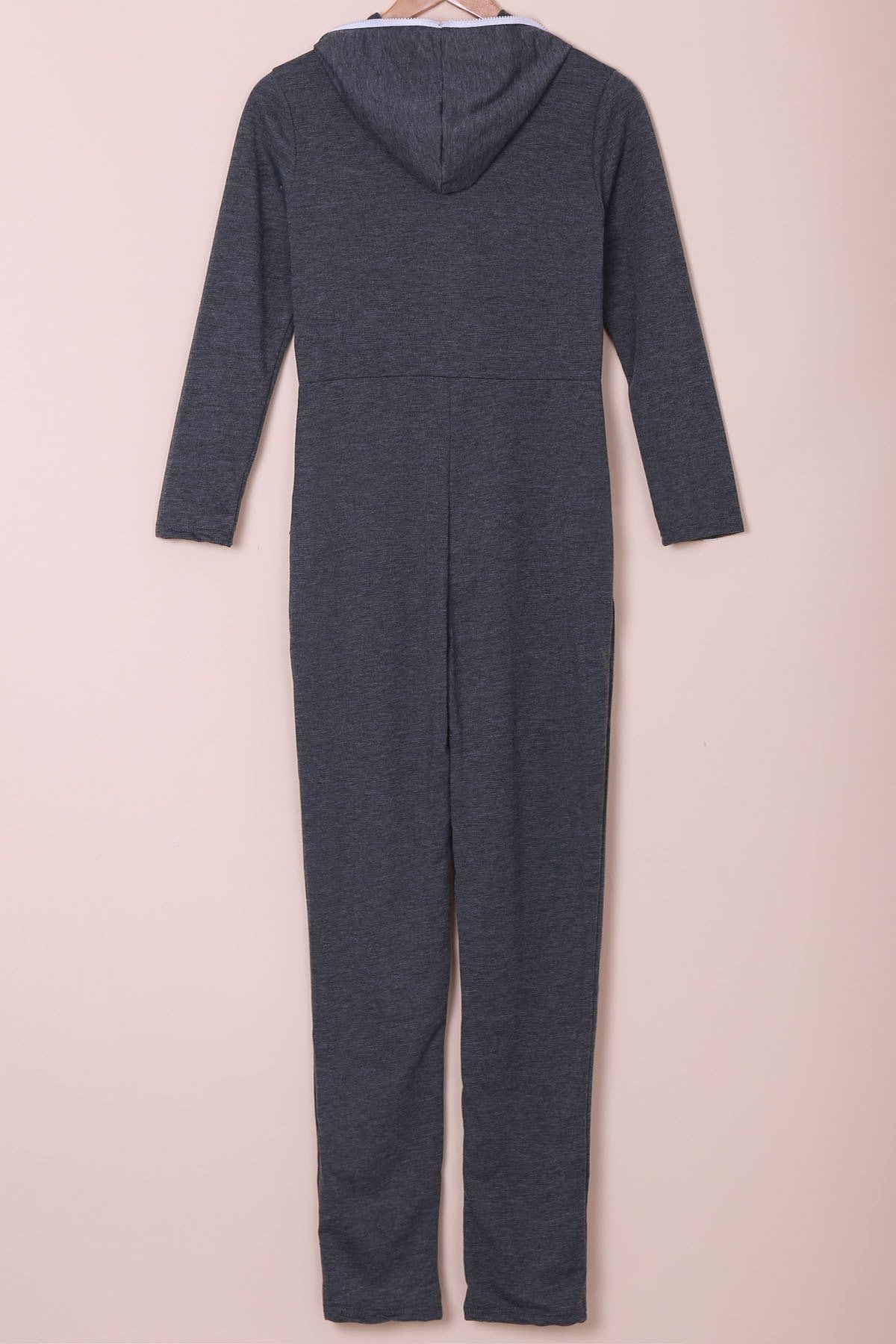 Trendy Hooded Zippered Long Sleeve Bodycon Jumpsuit For Women