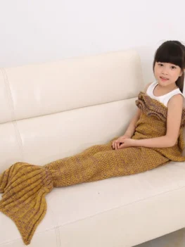 Flouncing Sleeping Bag Knitting Mermaid Blanket For Kids