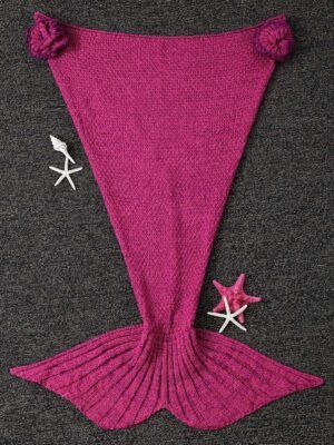 Fashion Knitted Falbala Shape Mermaid Tail Design Blankets For B