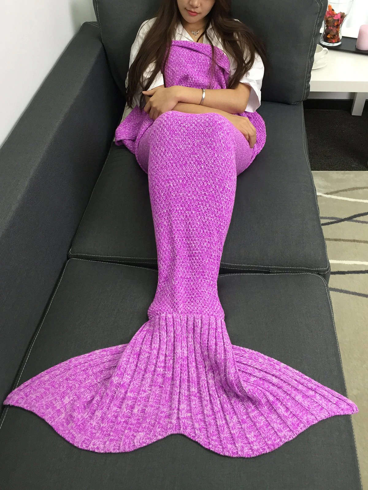 Soft Sleeping Bag Sofa Knitting Mermaid Blanket