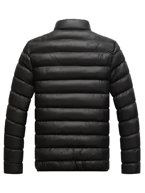Contrast Zipper Stand Collar Quilted Jacket